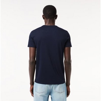 LACOSTE T-SHIRT UOMO IN JERSEY DI COTONE BLUE NAVY