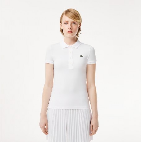 LACOSTE POLO DONNA SLIM FIT BIANCA