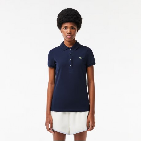 LACOSTE POLO DONNA SLIM FIT BLUE NAVY