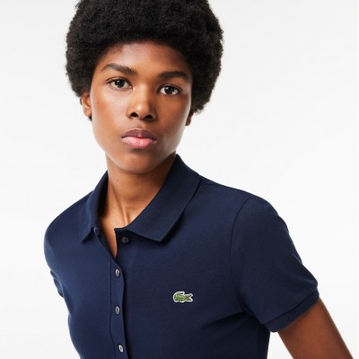 LACOSTE POLO DONNA SLIM FIT BLUE NAVY