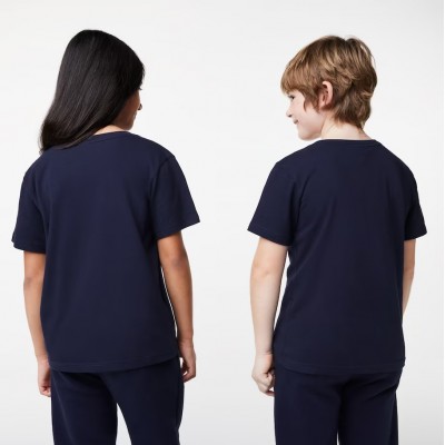 LACOSTE T-SHIRT JR IN JERSEY DI COTONE BLUE NAVY
