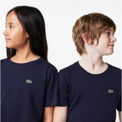 LACOSTE T-SHIRT JR IN JERSEY DI COTONE BLUE NAVY